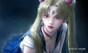 Sailor Moon, seunghee lee, frumusete, art, serenity, fantasy, anime, luna, face, luminos, manga HD wallpaper