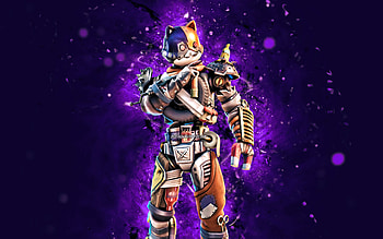 Catbash Kitbash, , violet neon lights, Fortnite Battle Royale, Fortnite characters, Catbash Kitbash Skin, Fortnite, Catbash Kitbash Fortnite HD wallpaper
