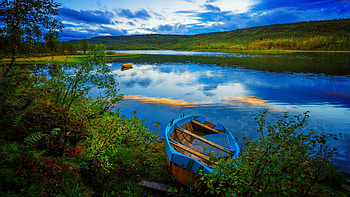 Abandoned boat, river, boat, abandoned, reflection, sky, beautiful, lake HD wallpaper