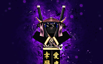 Ninja, , violet neon lights, Roblox, Heroes of Robloxia, Roblox characters, Ninja Roblox HD wallpaper