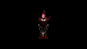 red angel, gothic, girl, fantasy, dark HD wallpaper