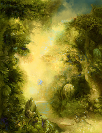 Plants, Fantasy, Art, Forest, Paint HD phone wallpaper