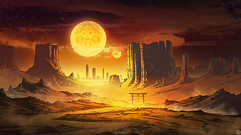 Desert Sunset , desert, artist, artwork, digital-art, artstation HD wallpaper