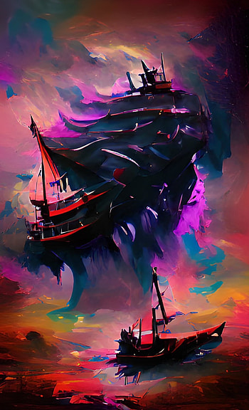 The ship of darkness, ai generated, black, abstract HD phone wallpaper