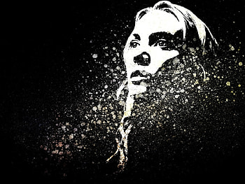 art, creative, white, black, face, bw, woman, spray HD wallpaper
