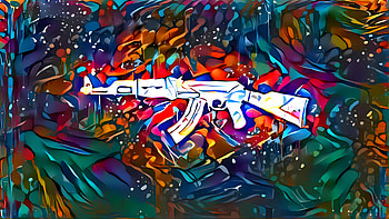 colorful, gun, AK 47, artistic, graffiti HD wallpaper