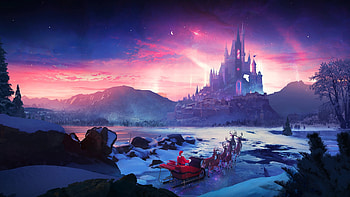 North Pole, Christmas, fantasy, artistic, landscape, castle, fantasy landscape HD wallpaper