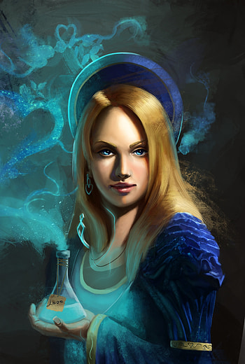 Girl magician, sweet poison, blonde, art HD phone wallpaper