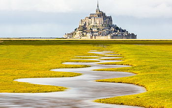Mont St. Michel, Island fortress, Spring landscape, France HD wallpaper