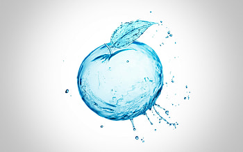 water apple, minimalism, creative, water splashes, artwork, 3D art, 3D apple HD wallpaper