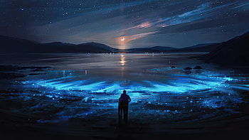 digital, sky, Stars, cloud, landscape HD wallpaper