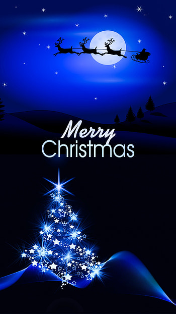 Merry Christmas, Merry Christmas santa, christmas tree, night, android , merry christmas , amoled, moon, blue, merry christmas , dark, , merry christmas text, santa claus HD phone wallpaper