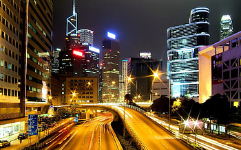 Cities, Night, Building, Shine, Light, Road, Hong Kong, Hong Kong S.a.r HD wallpaper