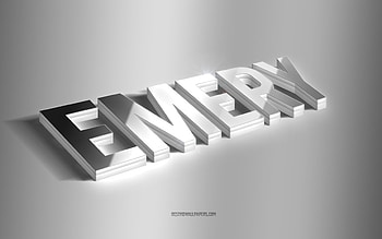 Emery, silver 3d art, gray background, with names, Emery name, Emery greeting card, 3d art, with Emery name HD wallpaper