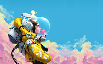 Bubble Gum Space Girl , astronaut, space, artist, artwork, digital-art HD wallpaper