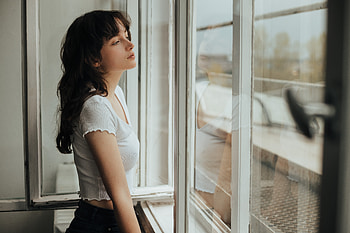 Girl Looking Outside Window , girls, model HD wallpaper