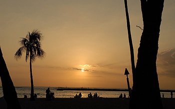 People, Nature, Sunset, Sea, Sun, Beach, Shore, Bank, Evening HD wallpaper