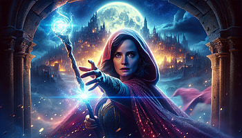 Enchanting Sorceress Spell, spell, wizard, magic, fantasy, moon HD wallpaper