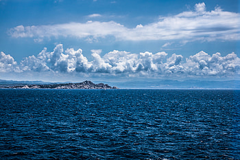 Nature, Sky, Mountains, Sea, Rocks, Horizon HD wallpaper