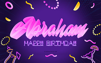 Happy Birtay Abraham, , Purple Party Background, Abraham, creative art, Happy Abraham birtay, Abraham name, Abraham Birtay, Birtay Party Background HD wallpaper