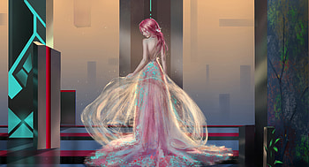 Princess girl, magic dress, redhead HD wallpaper