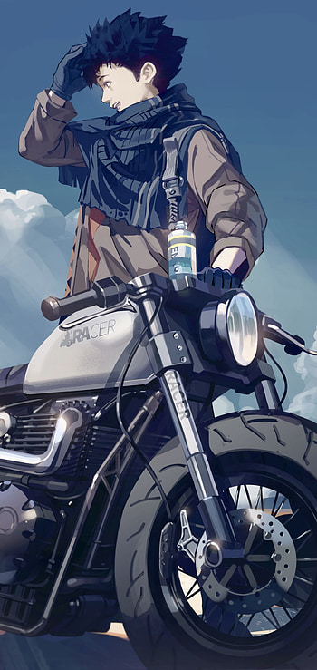Midnight Rider: Original Anime Bike Vibe, bike, black hair, Anime, Original HD phone wallpaper