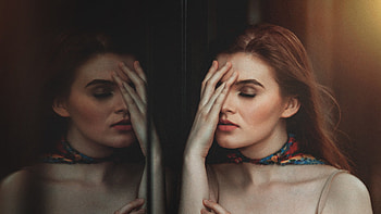 Women Standing In Front Of Glass Closed Eyes, girls, model HD wallpaper
