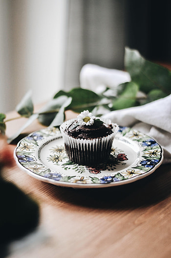 Food, Chocolate, Camomile, Flower, Cake, Plate, Chamomile, Bakery Products, Baking, Cupcake HD phone wallpaper