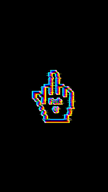 Glitch middle finger, magenta, symbol, middlefinger, logo, fu HD phone wallpaper