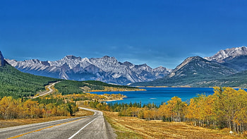 Canadian landscape, Roads, Lakes, Sunny, Canada, Nature, Forests, Autumn HD wallpaper