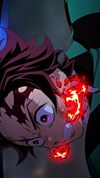 Tanjiro, red, art, slayer, sward, kamado, fire, demon HD phone wallpaper