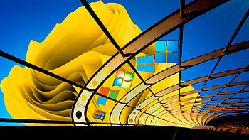 Artistic Digital Yellow Art Stock Windows 11 Blue Background Windows 11 HD wallpaper