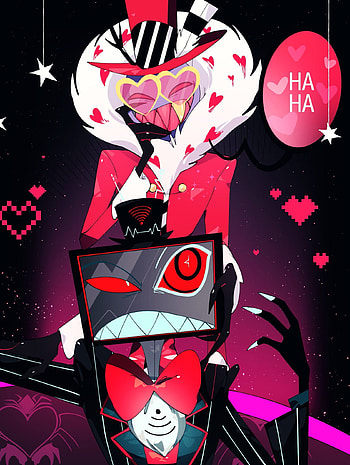 Valentino and vox, red, hazbin, magenta, TV, moth, demon, hazbin hotel HD phone wallpaper