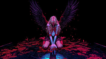 Dark Angel Fallen Feathers, angel, anime-girl, artwork, art, digital-art, ai, artist HD wallpaper