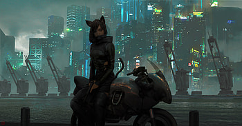 Waiting There In Bike City , scifi, artist, artwork, digital-art, artstation HD wallpaper