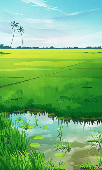 Rivers, Grass, Art, Palms HD phone wallpaper