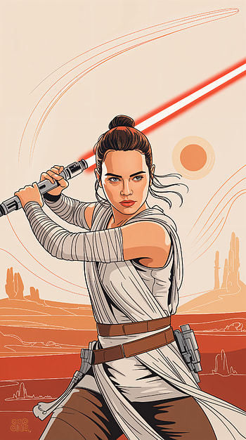 Rey Star Wars Red Lightsaber , Rey (Star Wars), Star Wars, lightsaber, Sci Fi, desert landscape HD phone wallpaper