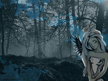 woodland fantasy, woods, art, adstract, girl, ancient, fantasy, medieval, trees, sky, forest HD wallpaper