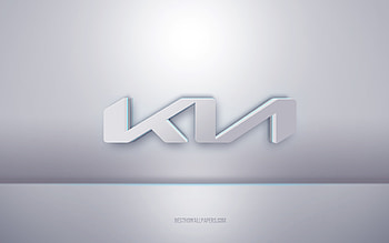 Kia 3d white logo, gray background, Kia logo, creative 3d art, Kia, 3d emblem HD wallpaper