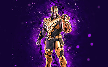 Thanos, , violet neon lights, Fortnite Battle Royale, Fortnite characters, Thanos Skin, Fortnite, Thanos Fortnite HD wallpaper