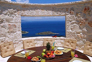 table with view, sea, table, beaches, view, nature HD wallpaper