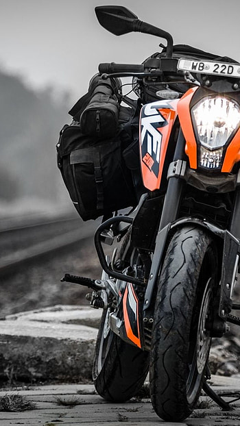 Ktm Bike, Railway Track, Background HD phone wallpaper