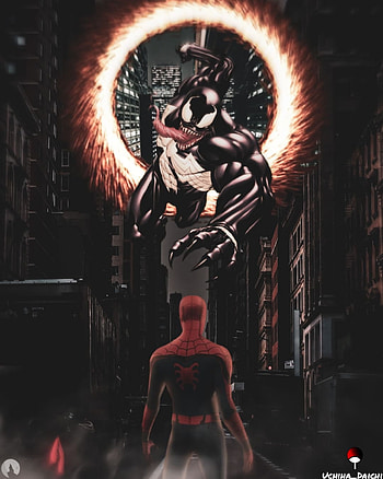 Spiderman vs Venom, heat, art HD phone wallpaper