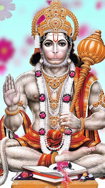 Hanuman, Floral Background HD phone wallpaper