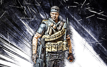 Frank Woods, grunge art, Call of Duty, soldiers, Call Of Duty characters, gray abstract rays, Call of Duty Modern Warfare, Frank Woods Call Of Duty HD wallpaper