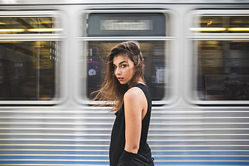 Brunette Girl Hair Blowing Subway, brunette, girls, model, subway HD wallpaper