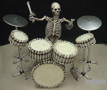 DEAD DRUMMER, scary, drummer, skeleton, drums, band, music, fantasy, cool, dead HD wallpaper