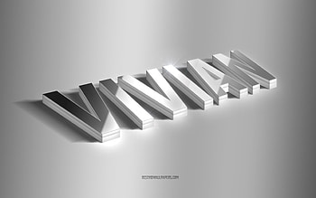 Vivian, silver 3d art, gray background, with names, Vivian name, Vivian greeting card, 3d art, with Vivian name HD wallpaper