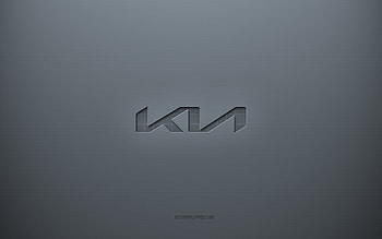 Kia logo, gray creative background, Kia emblem, gray paper texture, Kia, gray background, Kia 3d logo HD wallpaper