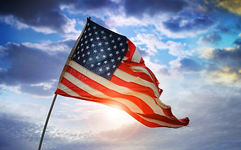 American flag, Skyline, United States, Travel HD wallpaper